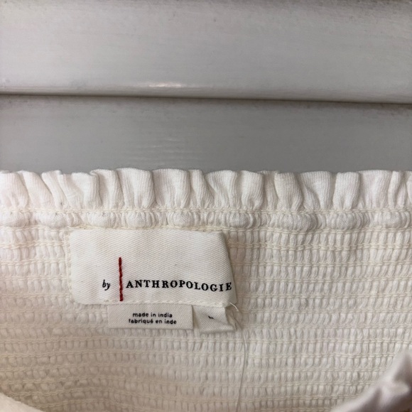 NWT Anthropologie White Embroidered Puff Sleeve Square Neck Top Medium - Picture 6 of 8